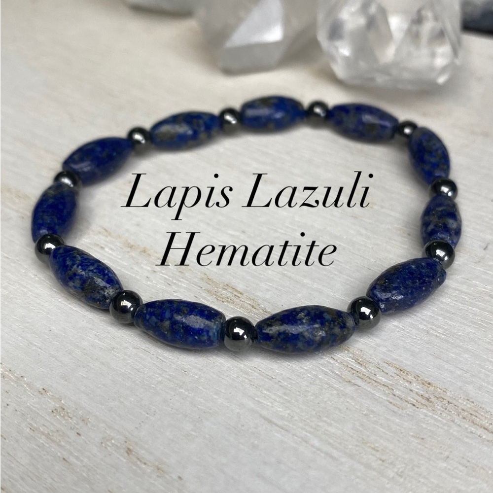 Lapis Lazuli & Hematite Gemstone Stretch Bracelet